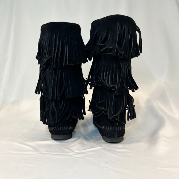 Minnetonka Black Fringe Suede Boots | Women’s 8 - Picture 3 of 4